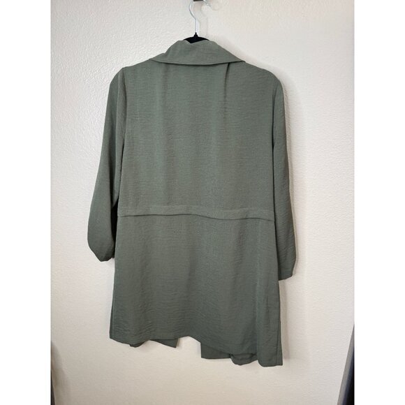 NWT-SOHO Women's Green‎ Jacket Size L long sleeve long jacket collared Polyester - Picture 2 of 6